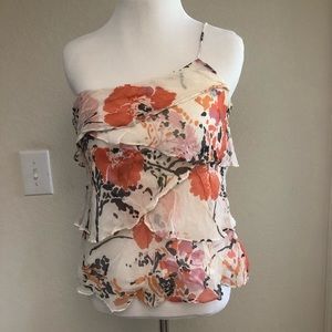 A&F One-shoulder Floral Ruffle Tank
